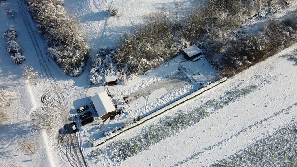 Luftbild: Winter und Schnee an der Stockbahn